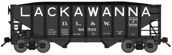 N BLUFORD SHOPS 65122 DELAWARE LACKAWANNA & WESTERN 8-Panel 2-Bay Hopper 2-PK 